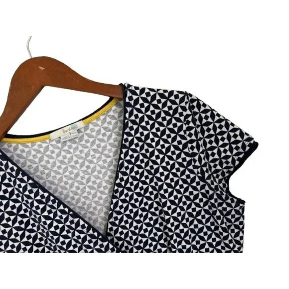 BODEN Dress Geometric Print All-Over Blue White Cotton Size 10P - Picture 4 of 9